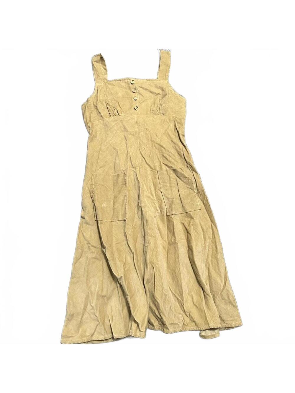 90s Byer California Feminine Boho Babydoll Corduroy Midi Dress Size M